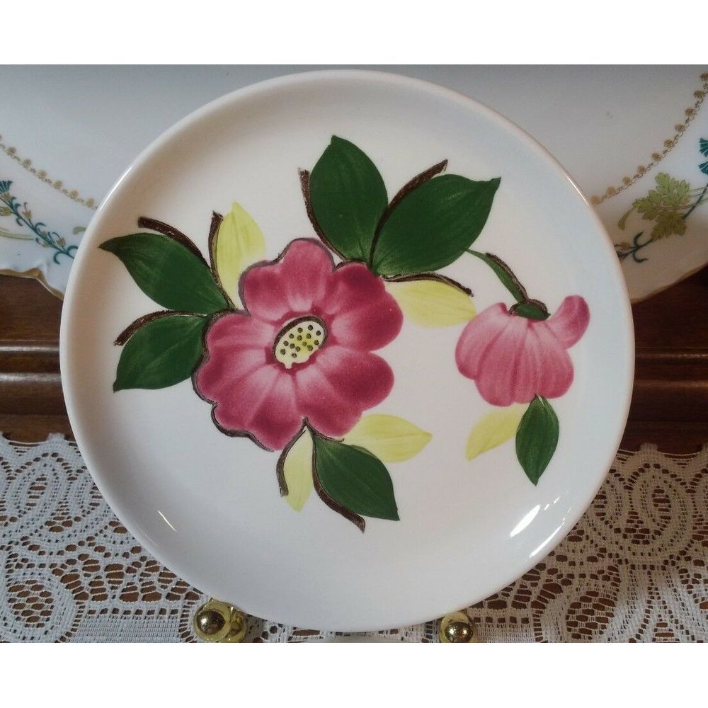 SALE! 2 Vintage Stetson B&B Plates STT34 Coupe Shape Pink Flowers